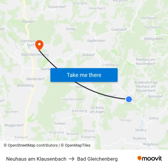 Neuhaus am Klausenbach to Bad Gleichenberg map