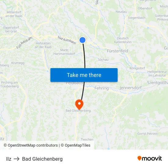 Ilz to Bad Gleichenberg map