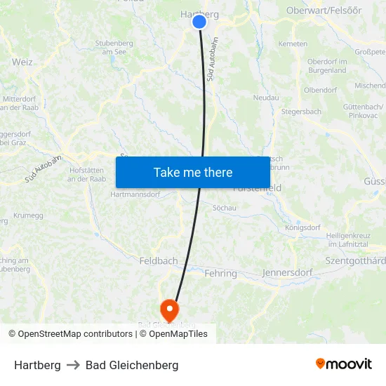 Hartberg to Bad Gleichenberg map