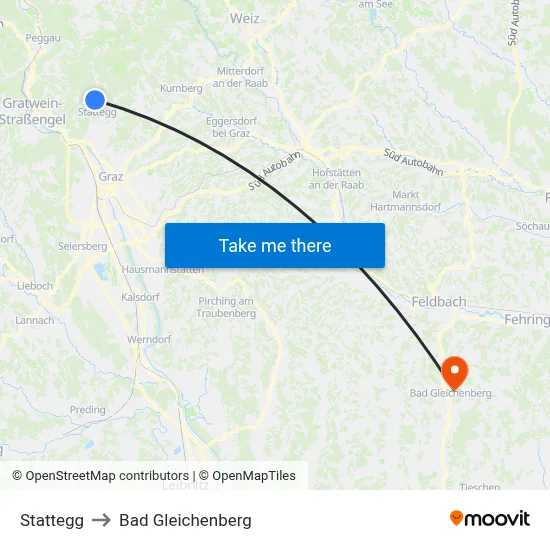 Stattegg to Bad Gleichenberg map