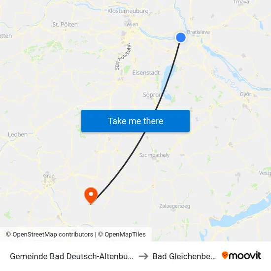 Gemeinde Bad Deutsch-Altenburg to Bad Gleichenberg map