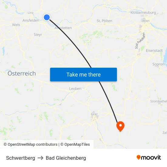 Schwertberg to Bad Gleichenberg map