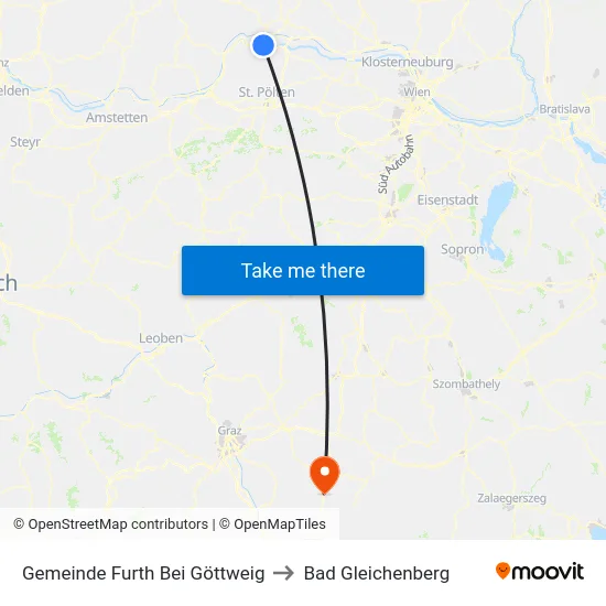 Gemeinde Furth Bei Göttweig to Bad Gleichenberg map