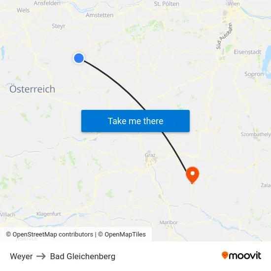 Weyer to Bad Gleichenberg map