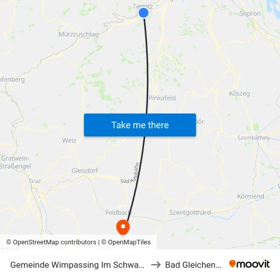 Gemeinde Wimpassing Im Schwarzatale to Bad Gleichenberg map