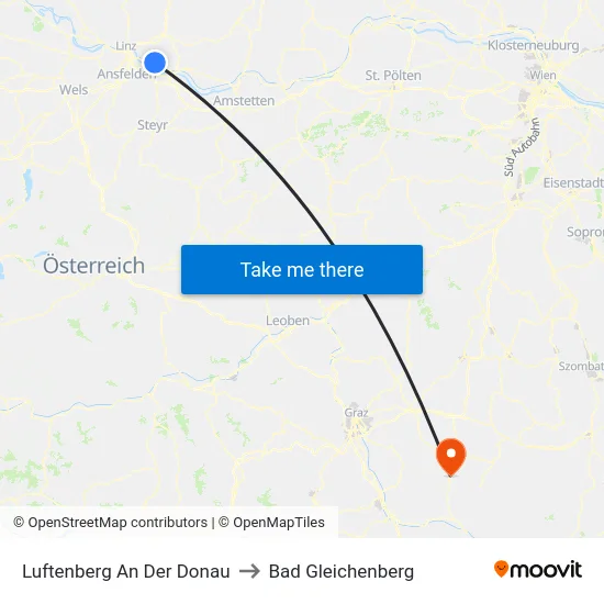 Luftenberg An Der Donau to Bad Gleichenberg map
