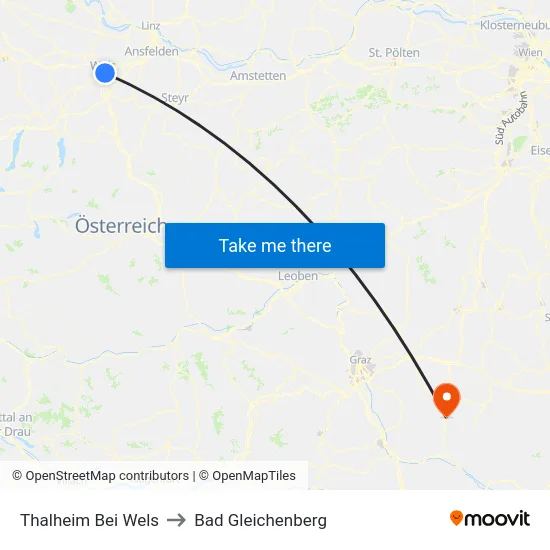 Thalheim Bei Wels to Bad Gleichenberg map