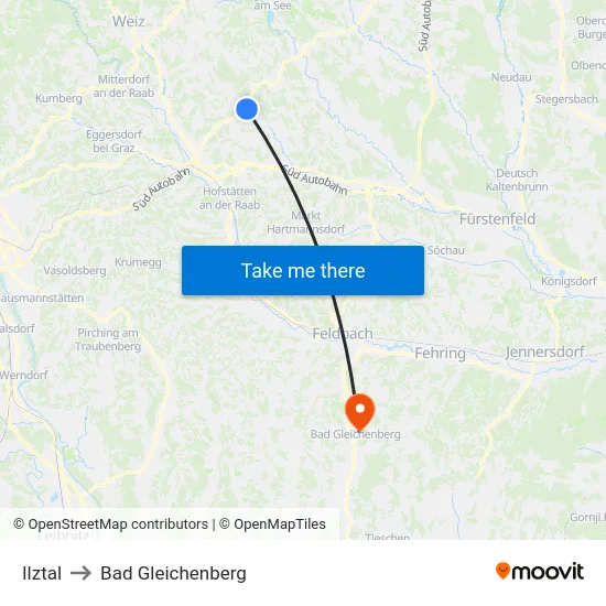 Ilztal to Bad Gleichenberg map