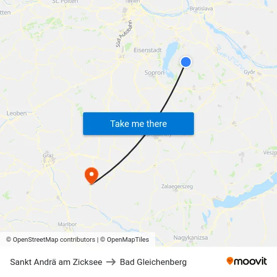Sankt Andrä am Zicksee to Bad Gleichenberg map