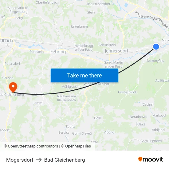 Mogersdorf to Bad Gleichenberg map