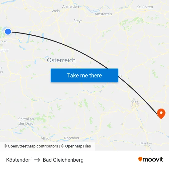 Köstendorf to Bad Gleichenberg map
