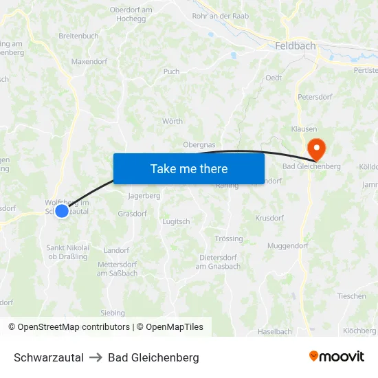 Schwarzautal to Bad Gleichenberg map