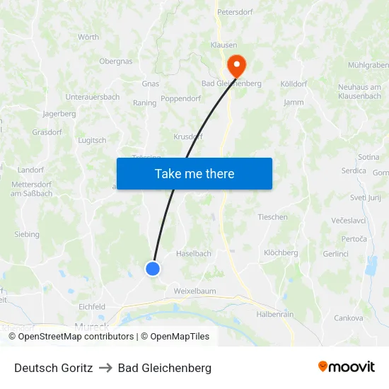 Deutsch Goritz to Bad Gleichenberg map