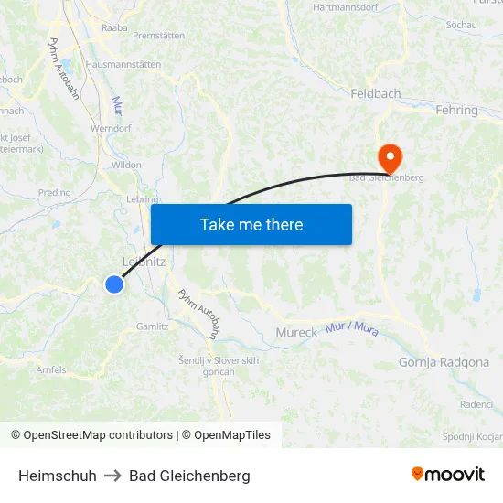 Heimschuh to Bad Gleichenberg map