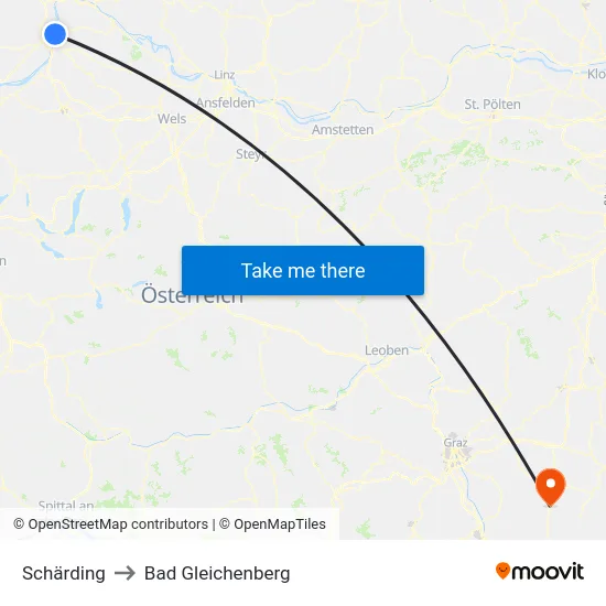 Schärding to Bad Gleichenberg map