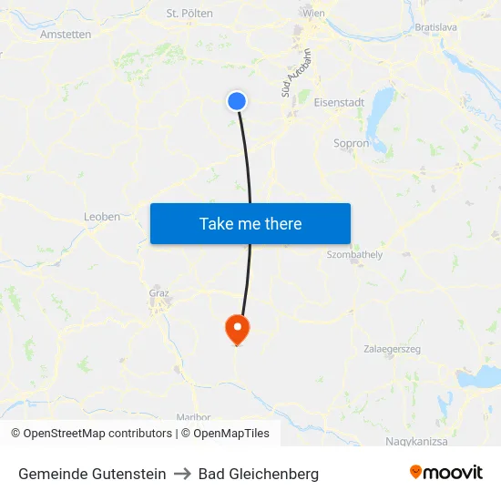 Gemeinde Gutenstein to Bad Gleichenberg map