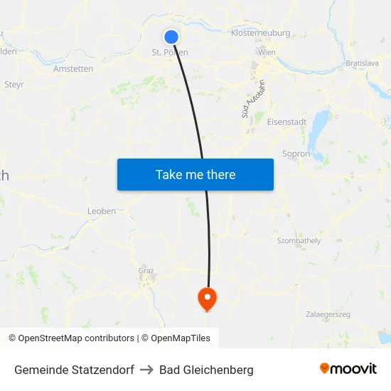 Gemeinde Statzendorf to Bad Gleichenberg map