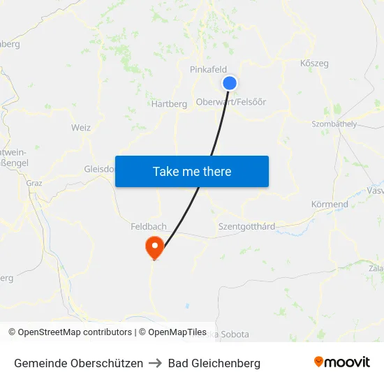 Gemeinde Oberschützen to Bad Gleichenberg map