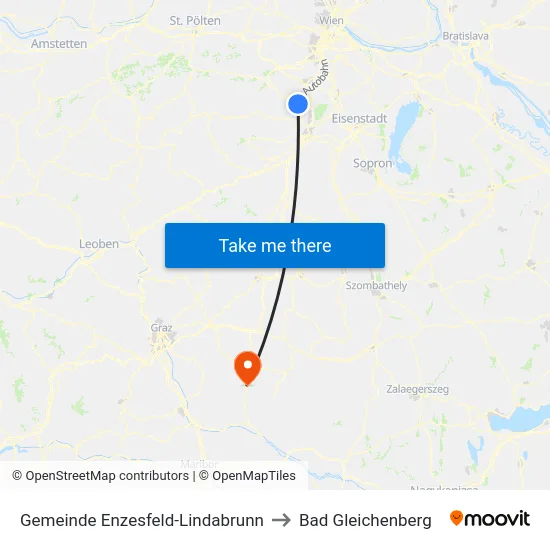 Gemeinde Enzesfeld-Lindabrunn to Bad Gleichenberg map