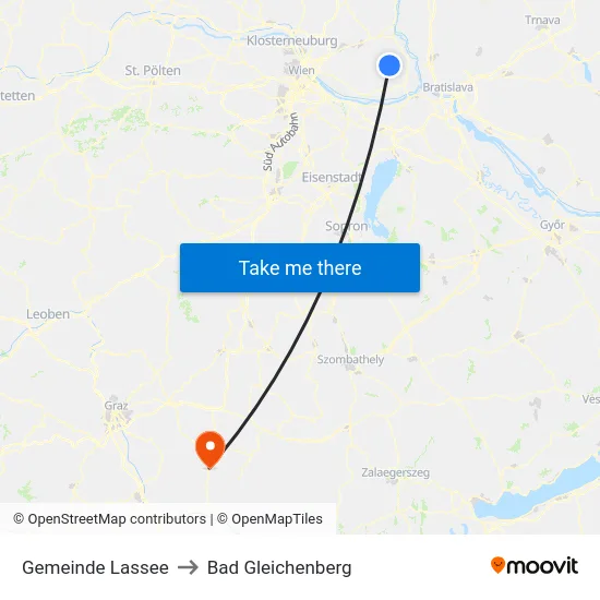 Gemeinde Lassee to Bad Gleichenberg map