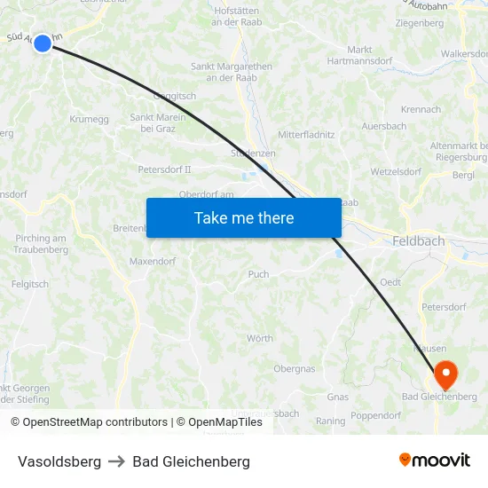 Vasoldsberg to Bad Gleichenberg map