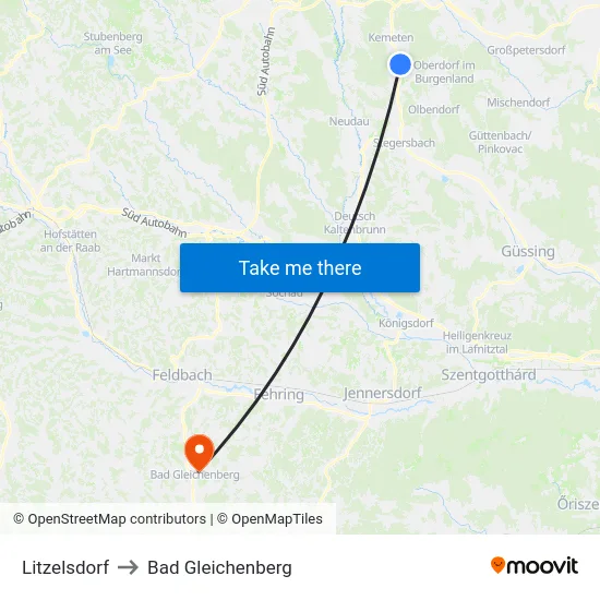 Litzelsdorf to Bad Gleichenberg map