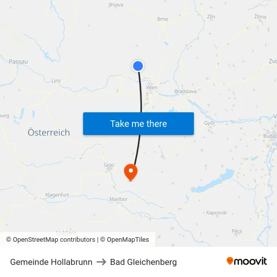 Gemeinde Hollabrunn to Bad Gleichenberg map