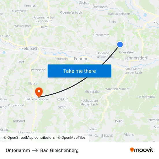 Unterlamm to Bad Gleichenberg map