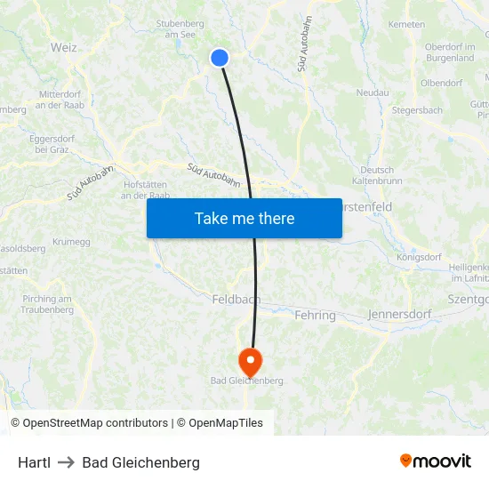 Hartl to Bad Gleichenberg map