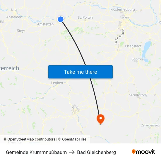 Gemeinde Krummnußbaum to Bad Gleichenberg map