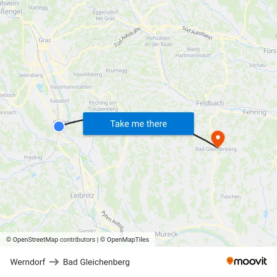 Werndorf to Bad Gleichenberg map