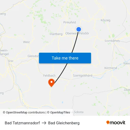 Bad Tatzmannsdorf to Bad Gleichenberg map
