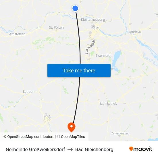 Gemeinde Großweikersdorf to Bad Gleichenberg map