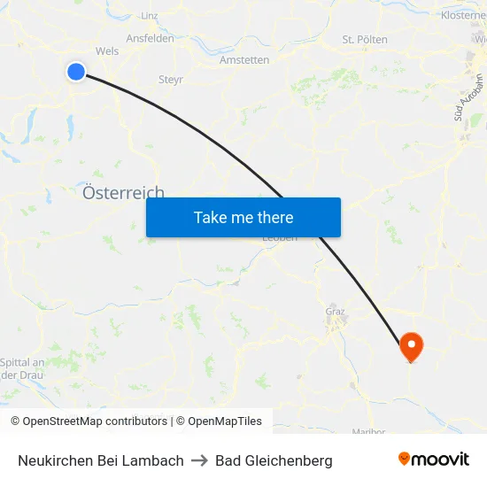 Neukirchen Bei Lambach to Bad Gleichenberg map