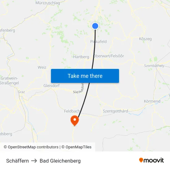 Schäffern to Bad Gleichenberg map