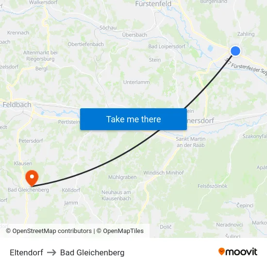 Eltendorf to Bad Gleichenberg map
