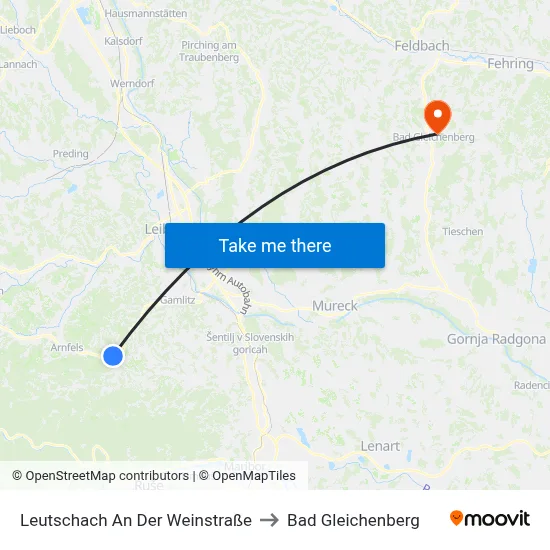 Leutschach An Der Weinstraße to Bad Gleichenberg map
