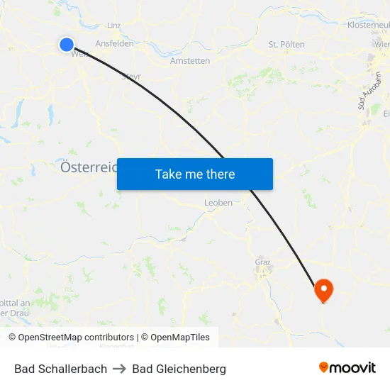 Bad Schallerbach to Bad Gleichenberg map