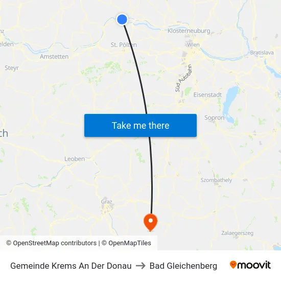 Gemeinde Krems An Der Donau to Bad Gleichenberg map