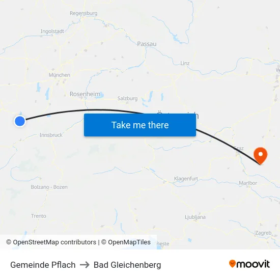 Gemeinde Pflach to Bad Gleichenberg map