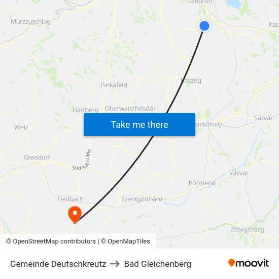 Gemeinde Deutschkreutz to Bad Gleichenberg map