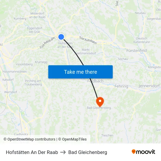 Hofstätten An Der Raab to Bad Gleichenberg map