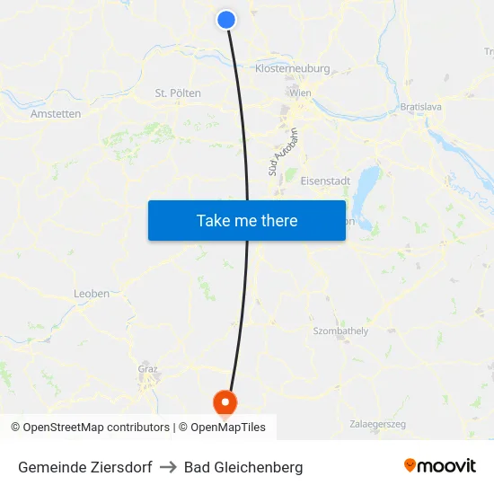 Gemeinde Ziersdorf to Bad Gleichenberg map