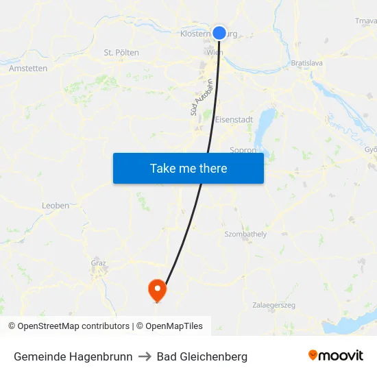 Gemeinde Hagenbrunn to Bad Gleichenberg map