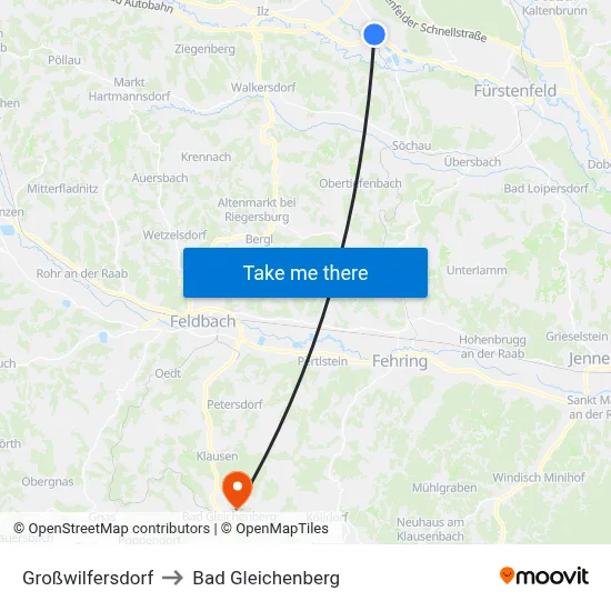 Großwilfersdorf to Bad Gleichenberg map