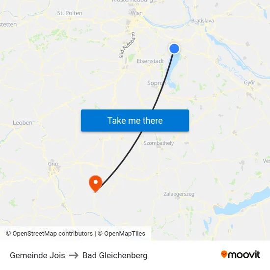 Gemeinde Jois to Bad Gleichenberg map