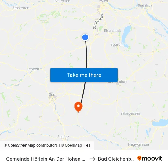 Gemeinde Höflein An Der Hohen Wand to Bad Gleichenberg map