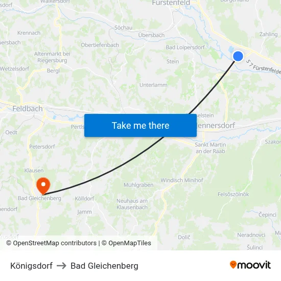 Königsdorf to Bad Gleichenberg map