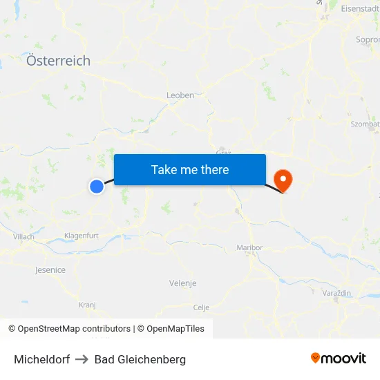 Micheldorf to Bad Gleichenberg map