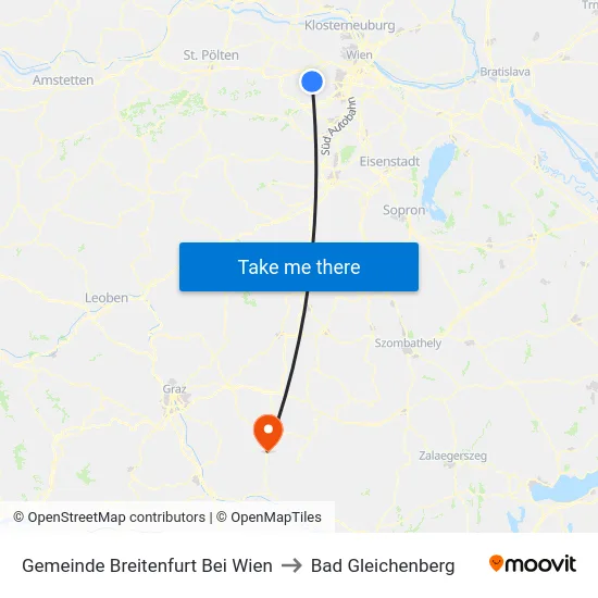 Gemeinde Breitenfurt Bei Wien to Bad Gleichenberg map